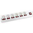 Multiprise parafoudre avec interrupteurs indépendants 6 ports - Blanc