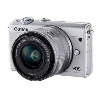 canon eos m100 appareil photo hybride ef m 15 45mm f 3 5 6 3 is stm blanc