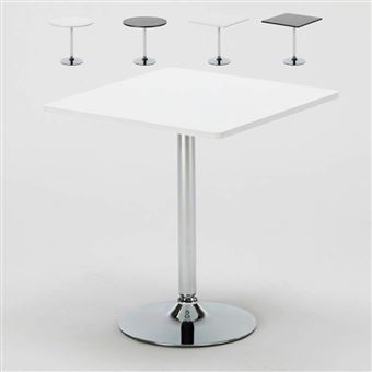 20 Sur Bar Table Ronde Blanc Carre Noir 70x70 Bistrot Couleur De