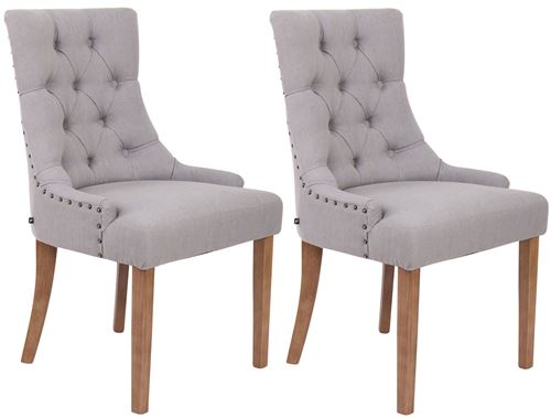 CLP Lot de 2 chaises de salle à manger Aberdeen en tissu , Gris/Antique clair
