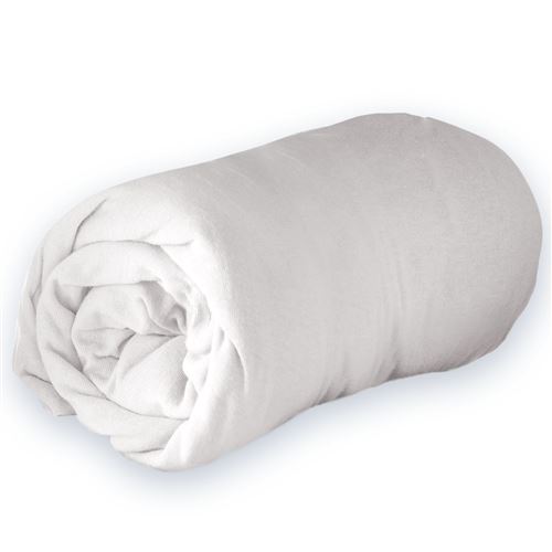 Drap housse 2 personnes 140 x 190 cm jersey uni jersy Blanc