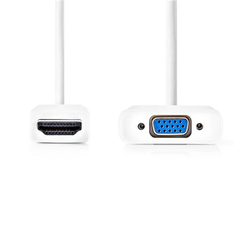 Câble hdmi? vers vga connecteur hdmi? - vga femelle + sortie 3,5 mm 0,2 m blanc nedis
