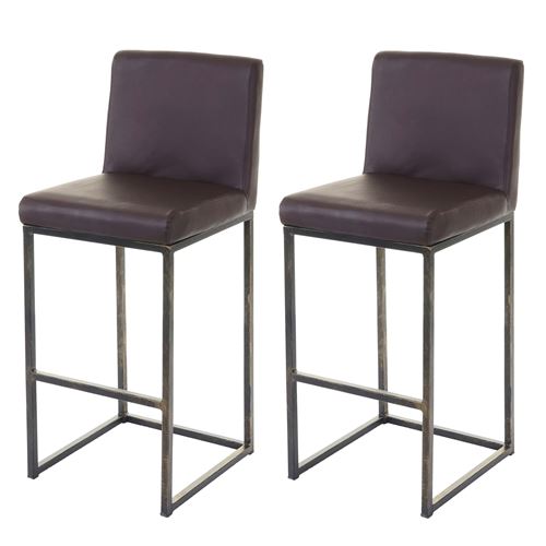 2x tabouret de bar MENDLER HWC-E71 vintage similicuir marron