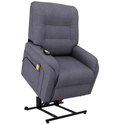 vidaXL Massagefauteuil elektrisch sta-op-stoel stof donkergrijs