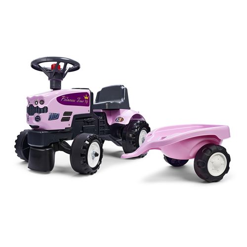 Porteur Tracteur Princess Trac avec remorque - Rose