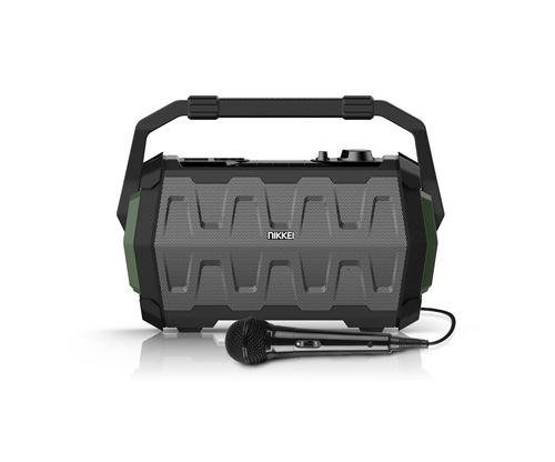 Nikkei Haut-parleur avec microphone SPEAKERBOXX100 2x5W Gris et vert