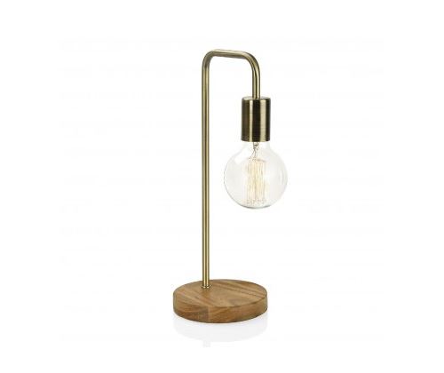 Lampe à Poser Courbée Design en Bois et Laiton