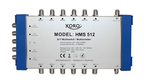 Xoro HMS 512 Commutateur Multiple Argent 12 Sorties