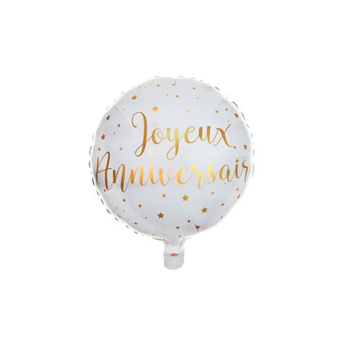 ballon aluminium rond joyeux anniversaire blanc ø45cm or - Coloris : Jaune000623800000001