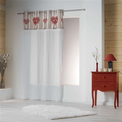 Panneau a oeillets 140 x 240 cm voile+top coton+fantaisie edelweiss Naturel
