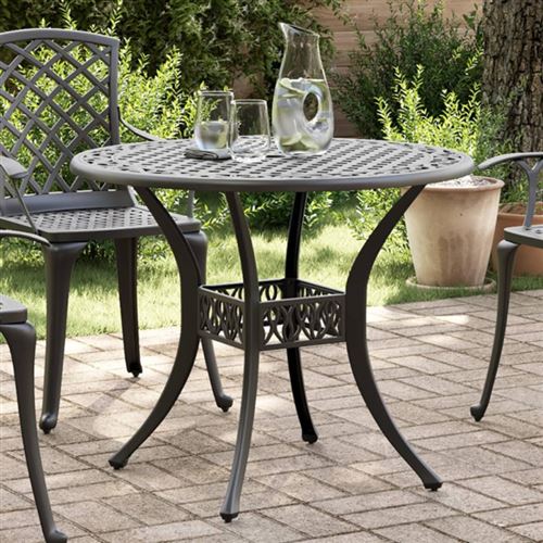 vidaXL - Table de jardin - Aluminium - Noir - 90x75 cm - Image 2