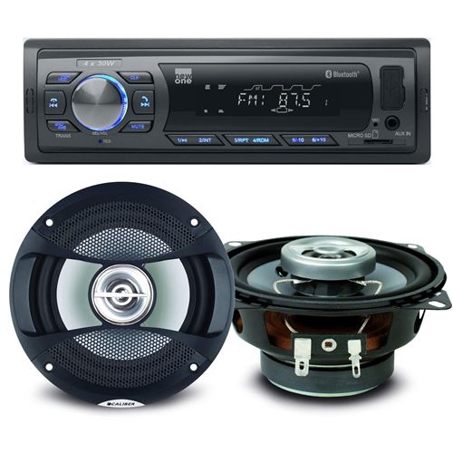 Pack sono voiture Auto Radio NewOne AR375BT 120 Watts + 2 haut parleurs 10cm 80W