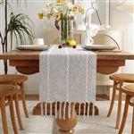 Chemin de Table Bohème 33x90 cm Gris Léger