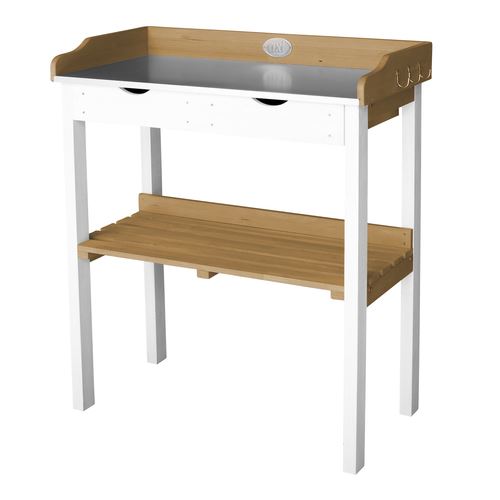 AXI Table de jardinage avec 2 tiroirs Marron Blanc