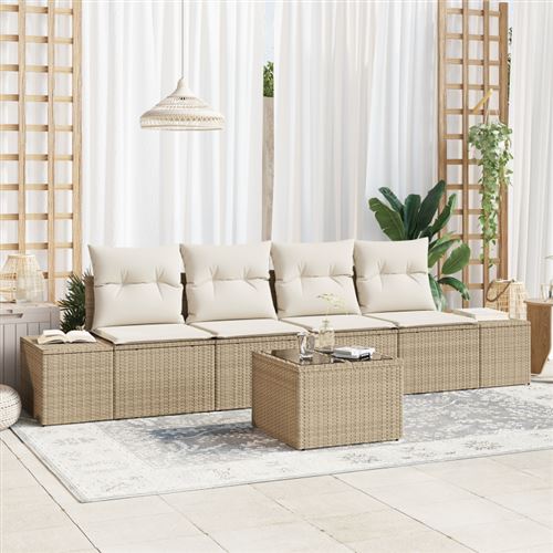 Vidaxl - Set Divano Da Giardino 5 Pcs Beige, Crema 55 X 55 X 37 Cm