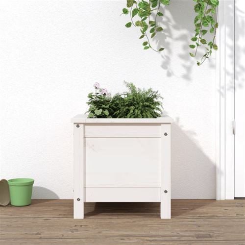 VIDAXL - Jardinière - Bois de Pin Massif - Blanc - 40x40x39 cm - Image 3