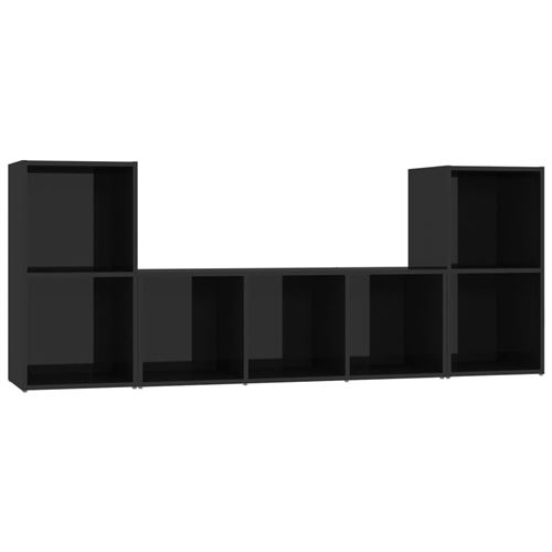 vidaXL Ensemble de meubles TV 3 pcs Noir brillant Aggloméré