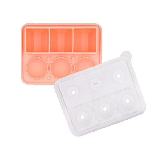 Frusde - Moule à Glaçons 2 en 1 - Carré et Rond - Silicone - Rose - Image 2