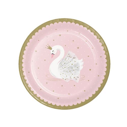 8 assiettes carton 23 cm cygne tendance - PC343834