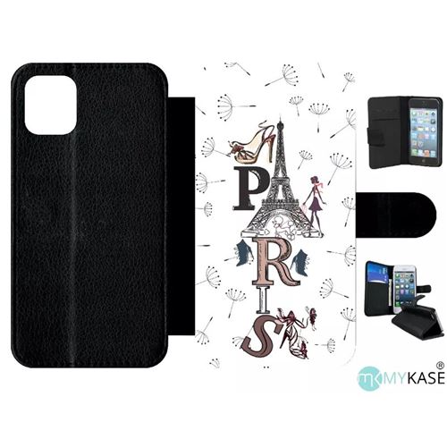 Etui My-Kase pour iPhone 11 - paris fond blanc - Simili-cuir Noir