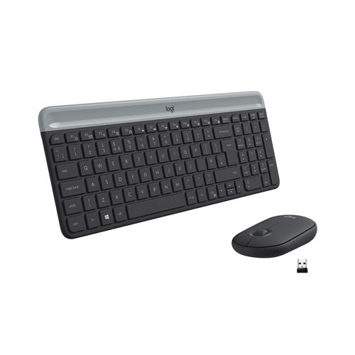 Logitech Slim Wireless Combo MK470 - Tastatur-und-Maus-Set - kabellos - 2.4 GHz - Spanisch QWERTY - Graphite