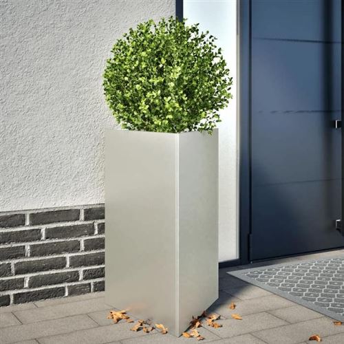 Vidaxl Blanc Jardinière Triangulaire 50X43x75 Cm Acier Inoxydable, Jardinière D'extérieur, Boîte À Fleurs, Boîte De Jardin, 851179 - Image 3