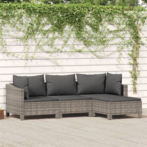 Non Communiqué Gris Salon De Jardin Vidaxl Rotin 4 Personnes 4 Pieces
