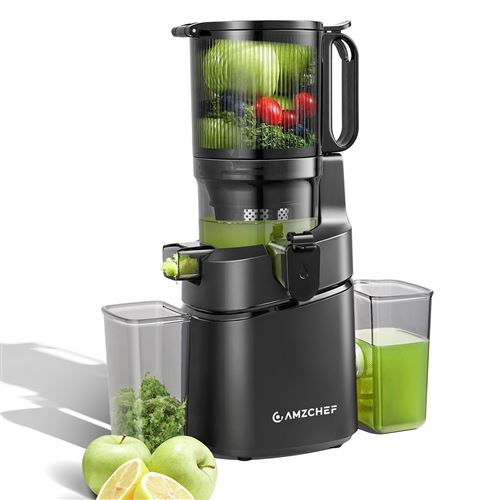 Amzchef Extracteur De Jus Sans Préparation Extracteur Jus Lent 135Mm 1,8 L Slow Juicer 250W Sans Bpa Noir