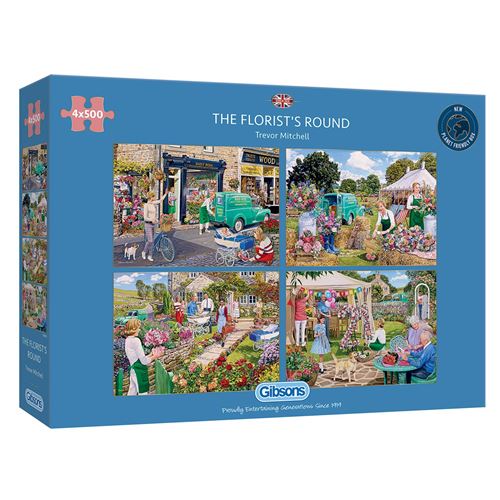 Puzzle 4x500 pièces THE FLORIST'S ROUND GIBSONS Carton Multicolore