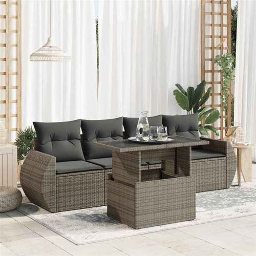 Vidaxl Gris Ensembles Canapes. Fauteuils Et Tables De Jardin Resine Tressee 5 Pieces X 71 X 69 4 Personnes - Image 2