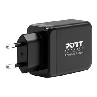 PORT Connect - Adaptateur secteur - technologie GaN - 65 Watt - 3.25 A - PD 3.0, QC 3.0 - 2 connecteurs de sortie (USB type A, 24 pin USB-C) - Europe
