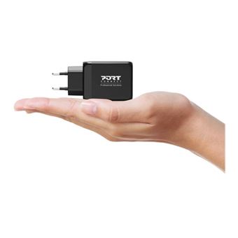 PORT Connect - Adaptateur secteur - technologie GaN - 65 Watt - 3.25 A - PD 3.0, QC 3.0 - 2 connecteurs de sortie (USB type A, 24 pin USB-C) - Europe