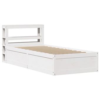 Tête De Lit Avec Rangement En Pin Massif - 100 Cm De Large, 4 Compartiments, Blanc