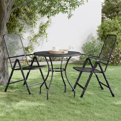 Non Communiqué Anthracite Vidaxl Table De Jardin Table De Patio Meuble De Salle À Manger De Terrasse Table À Dîner D'extérieur Ø80x72 Cm Maille Métallique