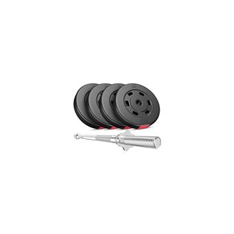Kit Haltères HOP-SPORT 39 Kg – Barre 167 Cm + Disques 4x5 Kg Et 4x2,5 Kg, Serrures étoile, Poignée Moletée, Housse Plastique