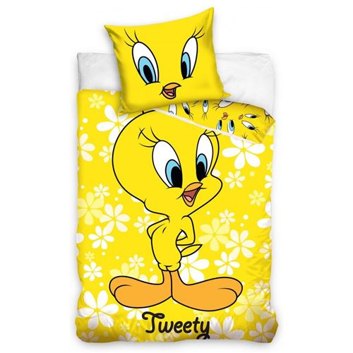 Parure petit lit - Carbotex - Housse de couette + Taie oreiller Looney Tunes - Titi - 100 x 135 cm