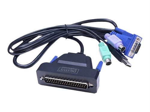 Digitus Professional DS-72211-1GE - Console KVM avec commutateur KVM - 1 ports - allemand - 19 - rack-montable - 1366 x 768 @ 60 Hz - 1000:1 - noir, RAL 9005 - 1U