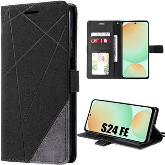 Coque pour Samsung Galaxy S24 FE (pas pour S24) - Coque à Motif Effet Cuir Élégant Noir - BOOLING - 1