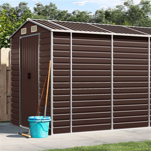 Abri de jardin marron vidaXL 191x640x198 cm acier galvanisé