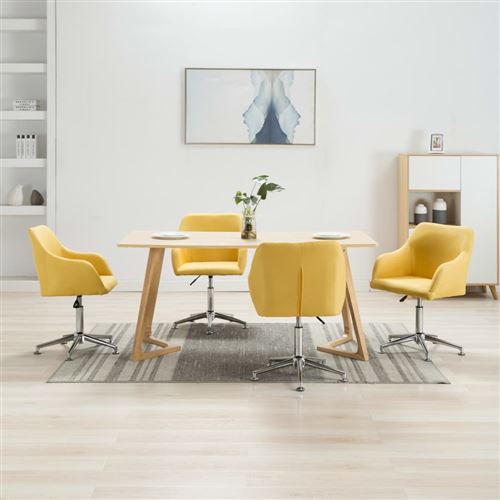 vidaXL 4 pcs Chaises pivotantes de salle à manger Jaune Tissu