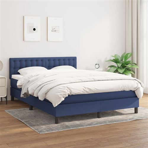 vidaXL Lit à sommier tapissier avec matelas Bleu 140x190 cm Tissu