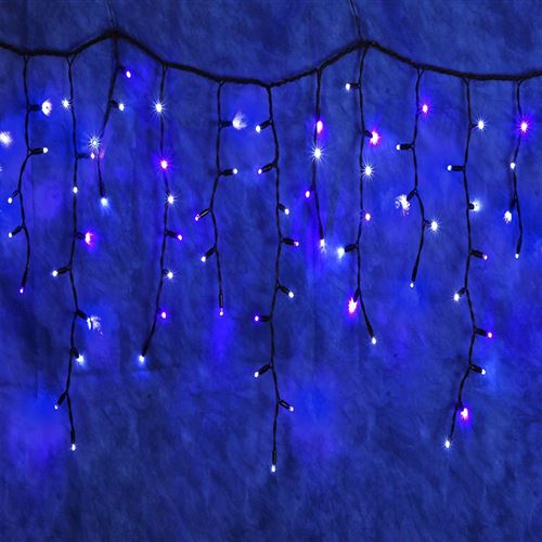 Rideau stalactites guirlande lumineuse extérieur 200 leds animées bleues HOMEA