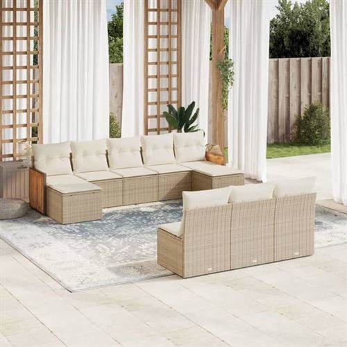 Non Communiqué Beige Salon De Jardin Modulable Vidaxl 10 Pieces Resine Tressee 10 Personnes 62 X 59 X 69 Cm