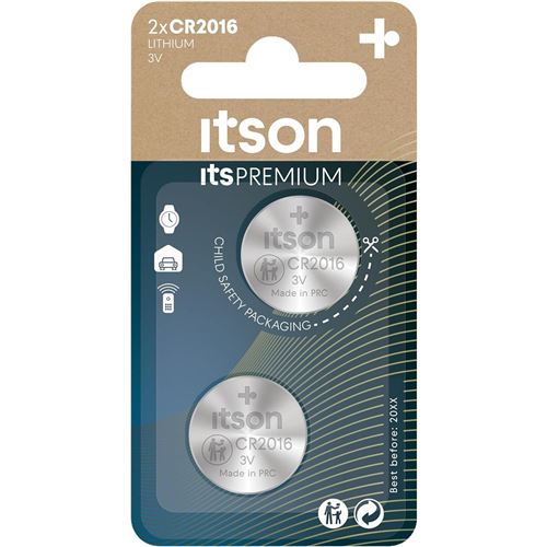 ITSON Pack 2 CR2016 Piles bouton Lithium Idéale clés de voiture, montres