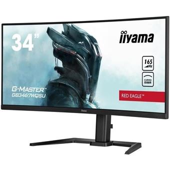 iiyama G-MASTER Red Eagle GB3467WQSU-B5 - Écran LED - incurvé - 34" - 3440 x 1440 UWQHD @ 165 Hz - VA - 550 cd/m² - 3000:1 - HDR400 - 0.4 ms - 2xHDMI, 2xDisplayPort - haut-parleurs - noir mat