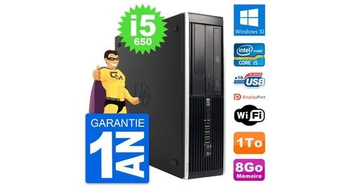 Pc hp 8100 elite sff intel core i5-650 ram 8go disque dur 1to windows 10 wifi