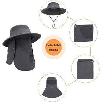 Workhe Chapeau de Pêcheur à Séchage Rapide avec Protection Solaire UV, Chapeau de Pêcheur à Séchage Rapide Pliable et Coupe-Vent avec Visière pour la Pêche, le Camping, la Randonnée