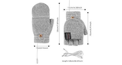 Gants sans doigts convertibles tricotés d'hiver mitaines