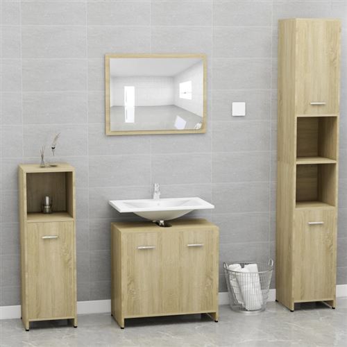 vidaXL Ensemble de meubles de salle de bain Chêne sonoma Aggloméré