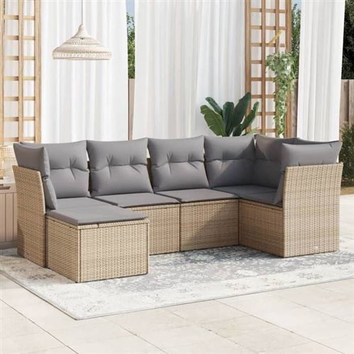 Non Communiqué Beige Vidaxl Salon De Jardin Modulable - Lot De 6 Pièces - Résine Tressée - 6 Personnes